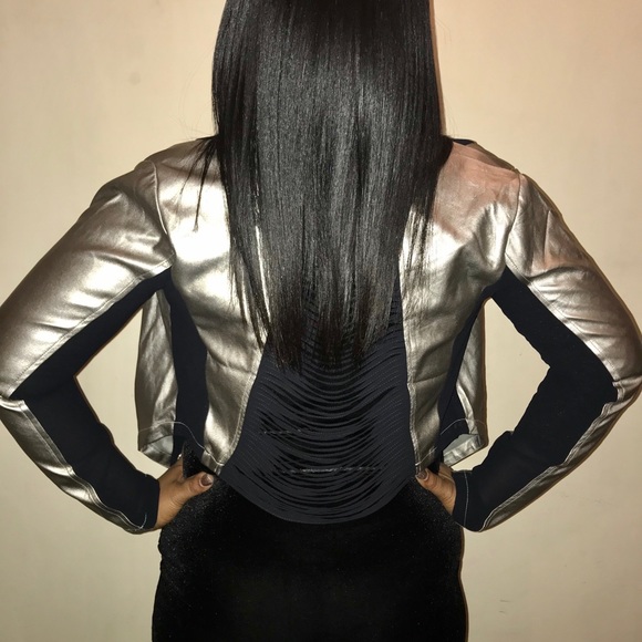 Gold and Black faux leather and sheer jacket! - Picture 2 of 4